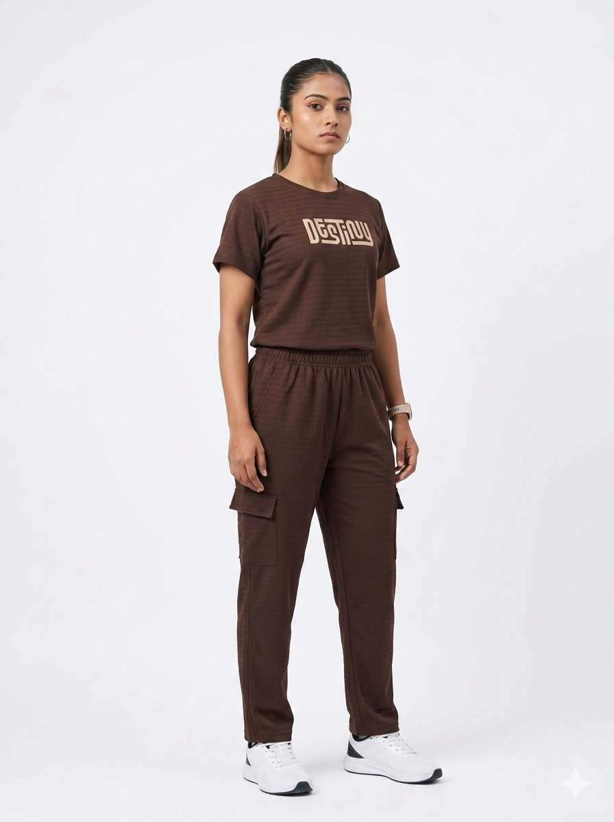 1780556489214 Cargo type Co Ord Set - Maroon - Image 1