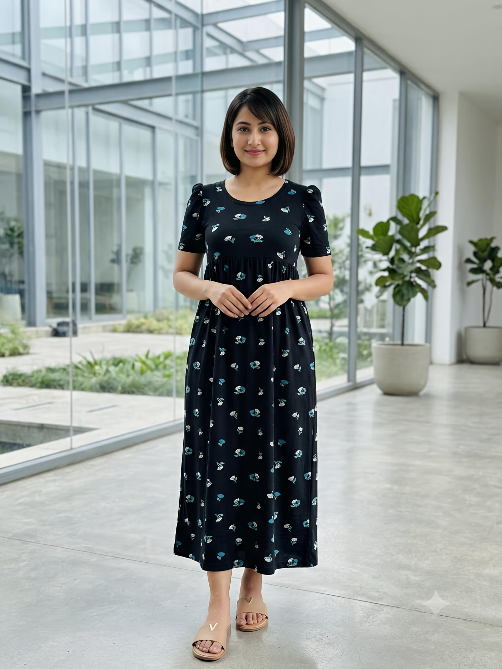 InShot_20260702_131253874 Non Feeding Frock - Black With Flower - Image 1